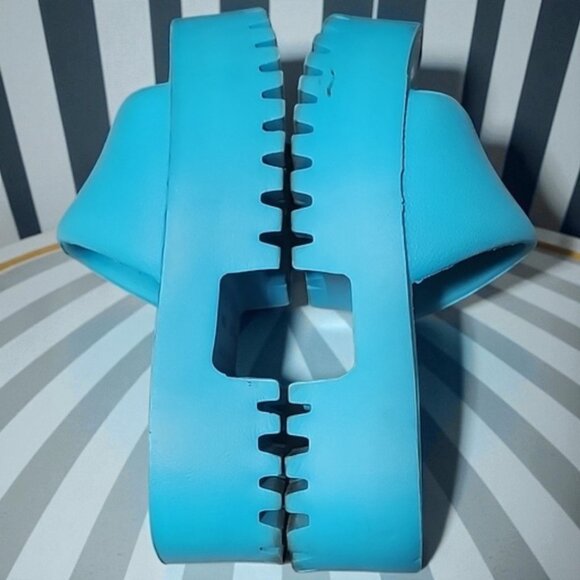 JEFFREY CAMPBELL Bae Platform Sandals 40 9 Bright Blue Chunky Rubber Slides - Picture 10 of 16